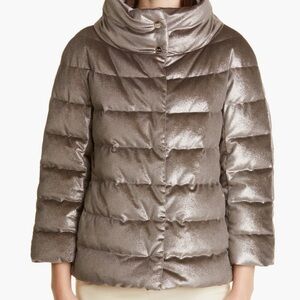 HERNO Velvet Shone Down Cape Jacket
